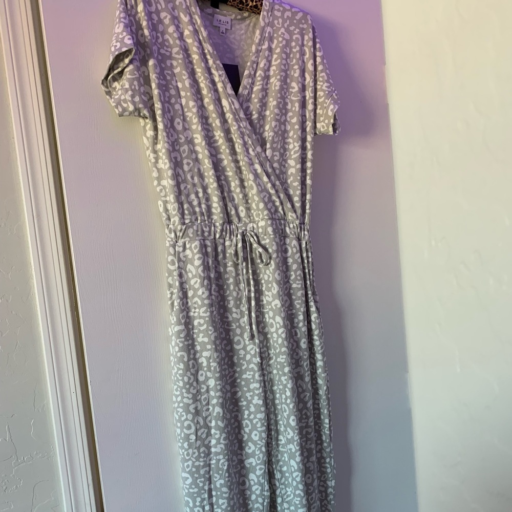 lelis gray leopard print jumpsuit